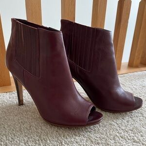 Halogen burgundy leather ankle boots